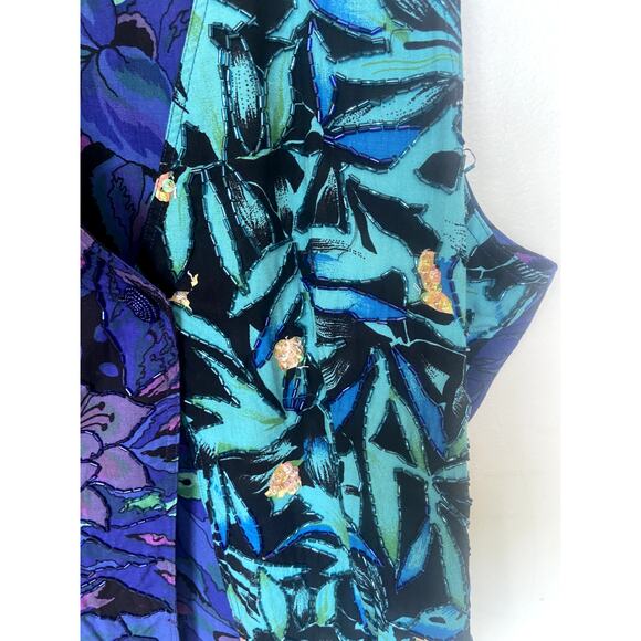 Faith Women's Multi Jacket Vest Funky Block Pattern Sequin Beading Detail - Picture 3 of 7